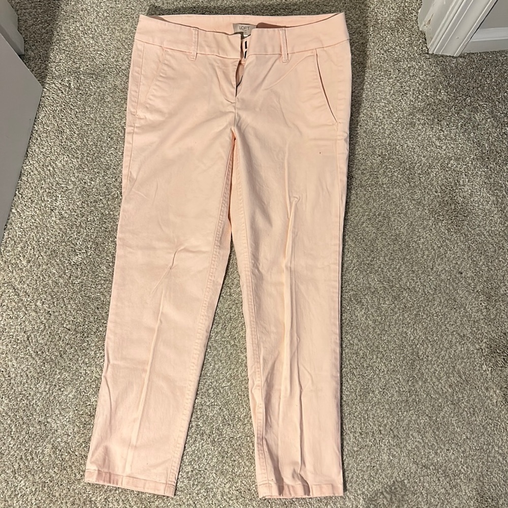 Loft Pink Cropped Skinny Chino Pant
